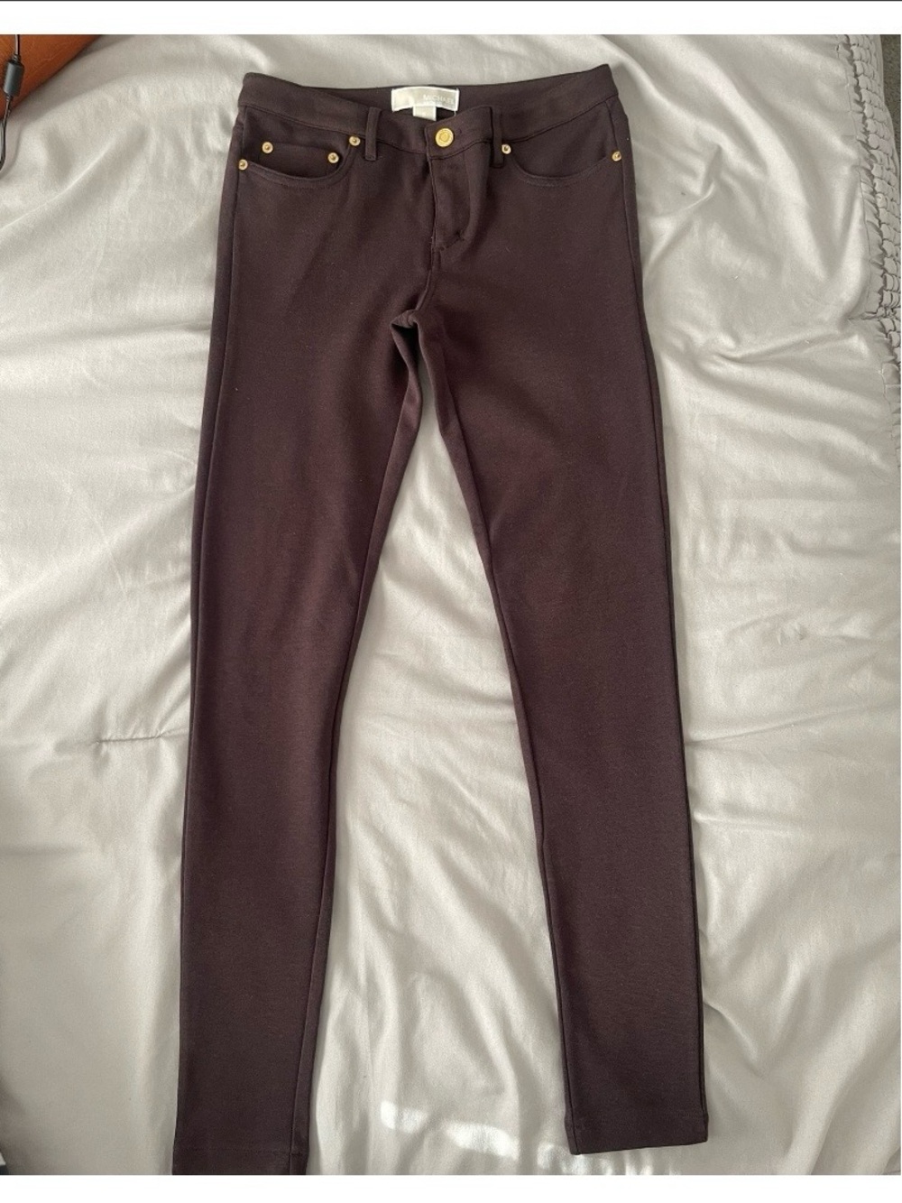 Michael Kors Women's Skinny Jeans/Leggins in Chocolate Brown with Gold Hardware